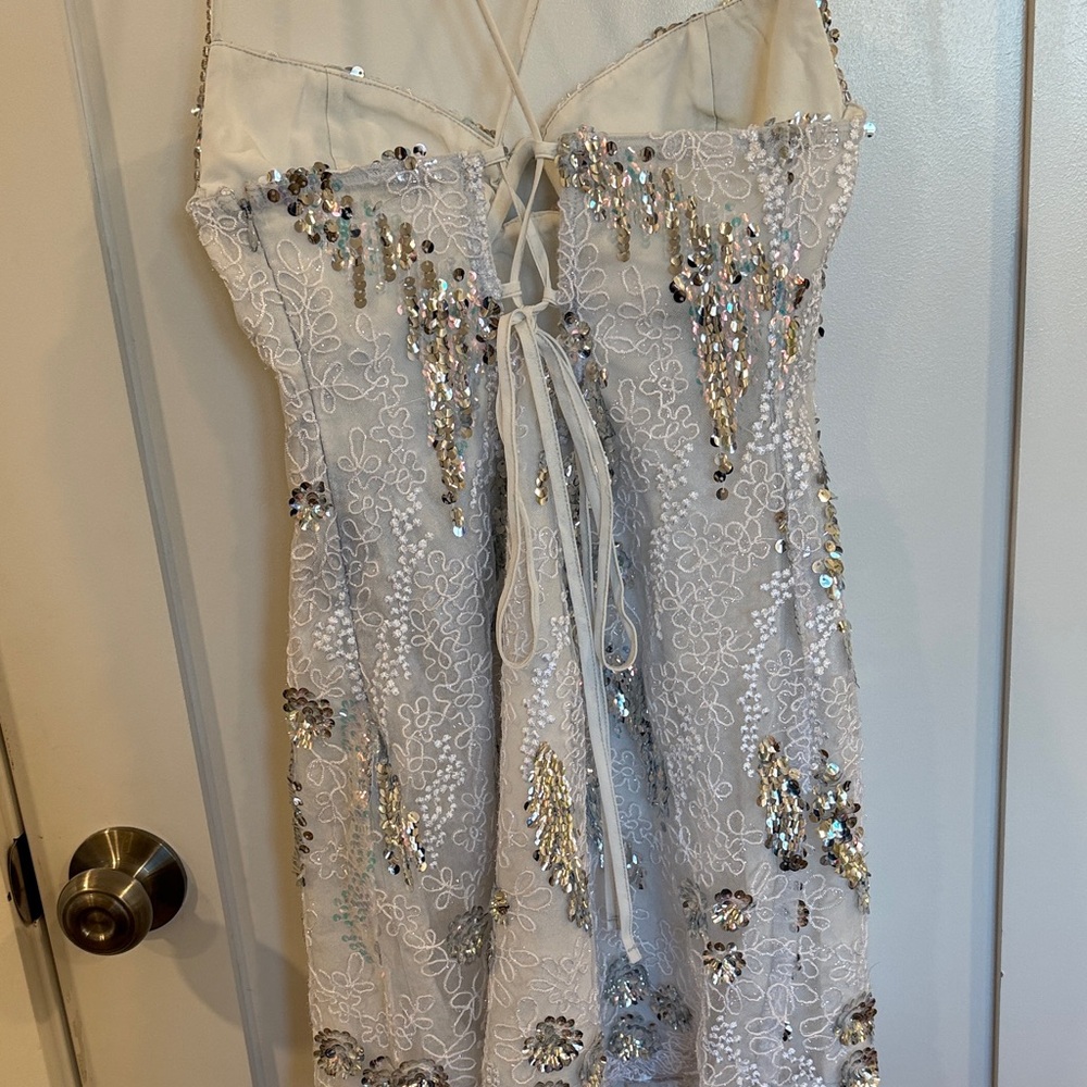 For Love & Lemons Silver Sequin Mini Dress - Picture 12 of 15